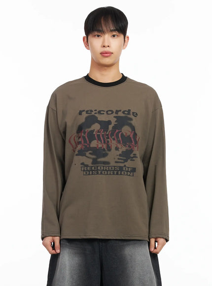 Men's Glitch Graphic Long Sleeve Top IM516