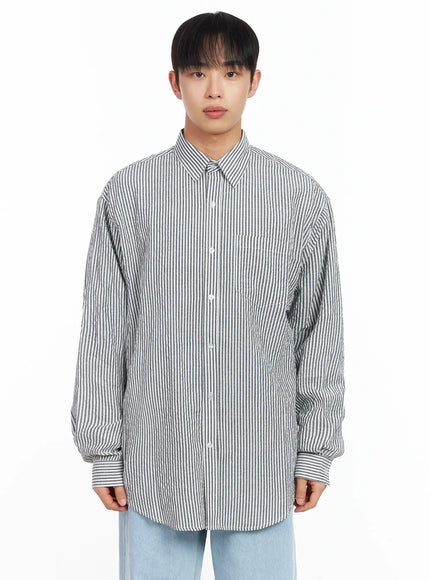 Men's Oversized Striped Collar Shirt IM511