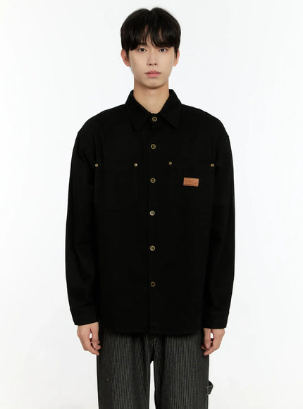 mens-patchwork-pocket-shirt-in503 / Black