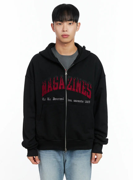 Men's Graphic Magazine Zip-Up Hoodie IN518