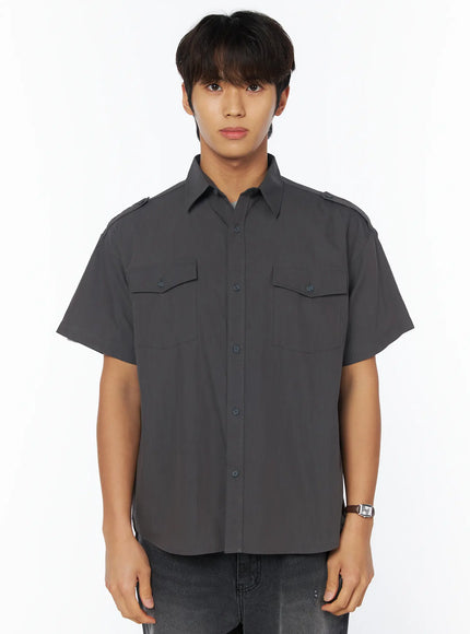 mens-casual-button-up-shirt-iu503 / Dark gray