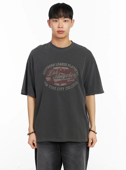 mens-vintage-city-graphic-t-shirt-ia501 / Dark gray