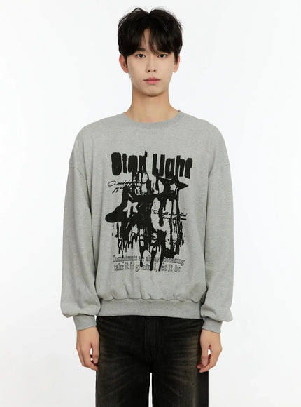 mens-urban-casual-graphic-sweatshirt-io531 / Gray