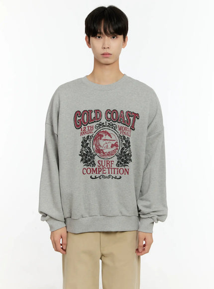 mens-casual-surf-print-crewneck-in503 / Gray