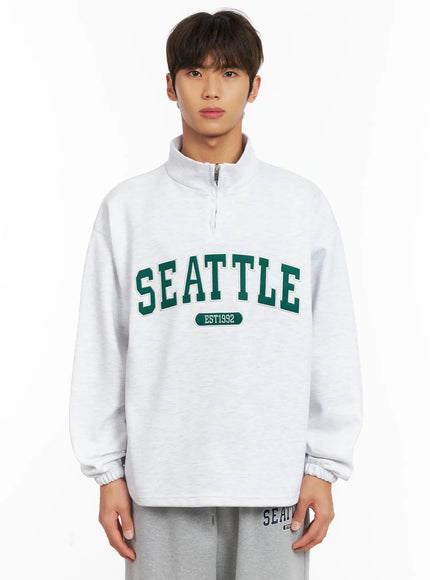 mens-seattle-quarter-zip-sweatshirt-id511 / Light gray