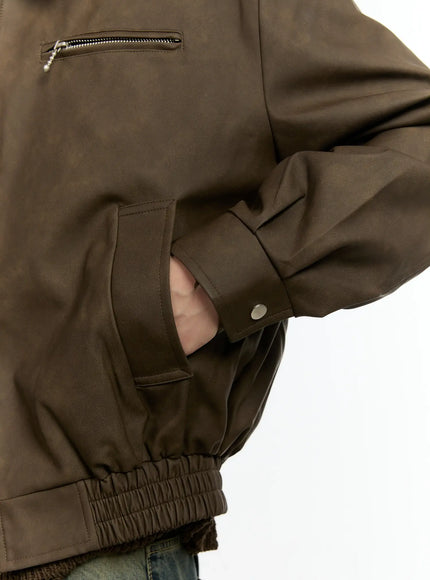 Men's Textured Faux Leather Jacket IN503