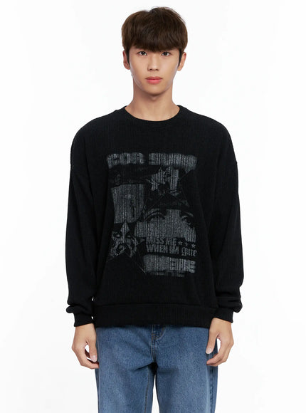 mens-graphic-sweater-io506 / Black