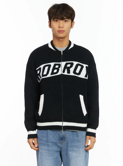 mens-roy-zip-up-cardigan-ij514 / Black