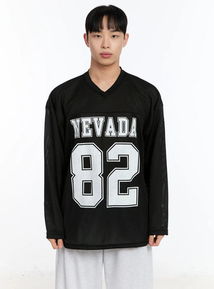 mens-graphic-jersey-long-sleeve-ia508 / Black