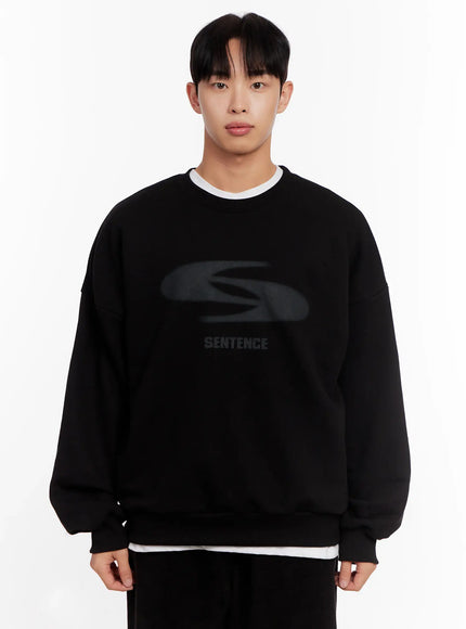 mens-casual-graphic-sweatshirt-io528 / Black