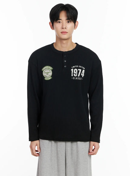 mens-patch-long-sleeve-tee-im523 / Black