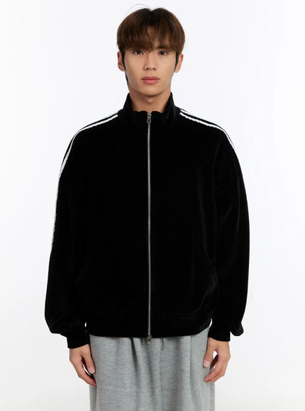 mens-striped-track-jacket-in528 / Black