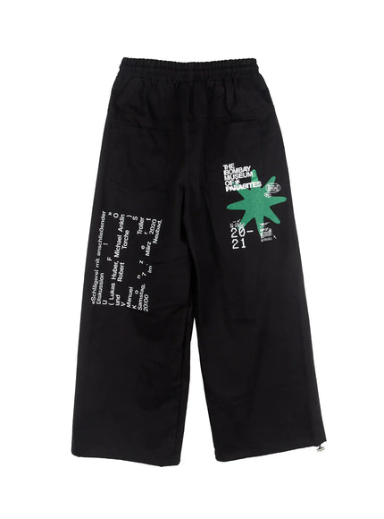 mens-graphic-wide-leg-pants-if506 / Black