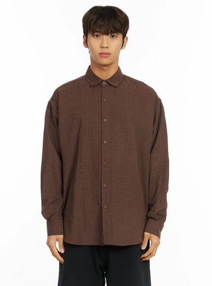 mens-checkered-shirt-ij514 / Brown
