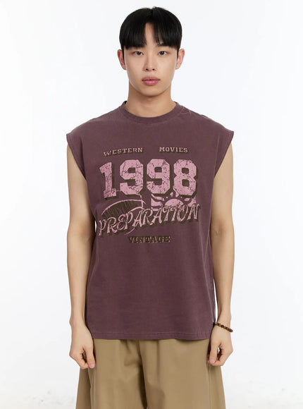 mens-vintage-graphic-sleeveless-tee-ia507 / Dark pink