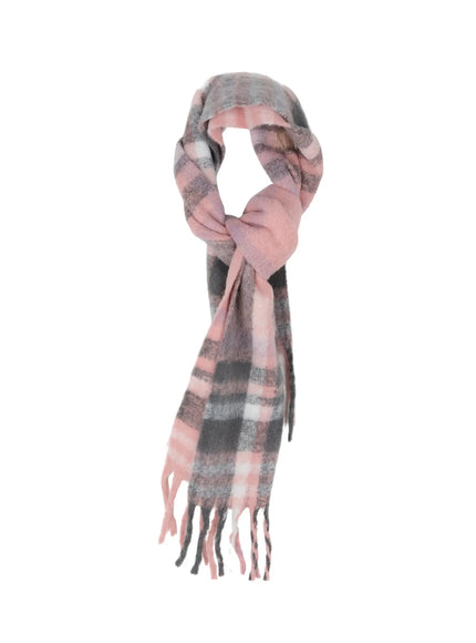 classic-plaid-wool-scarf-id511 / Pink