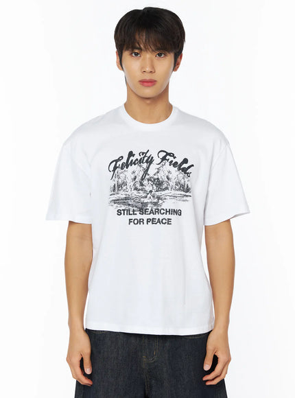 mens-peaceful-field-graphic-t-shirt-iy529 / White