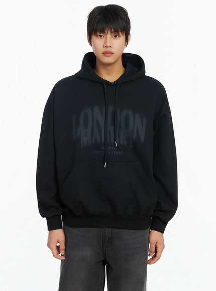mens-lettering-hoodie-if503 / Black
