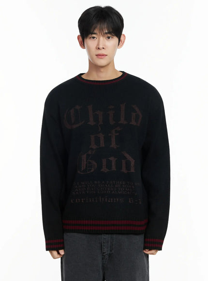 mens-child-of-god-graphic-knit-sweater-if517 / Black