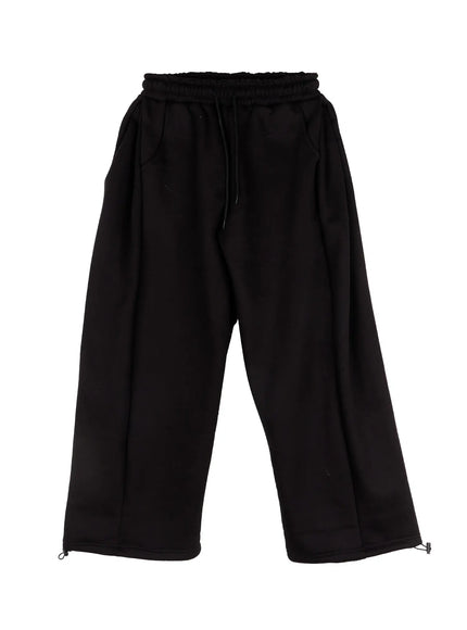 mens-side-pintuck-fleece-sweatpants-ij514 / Black
