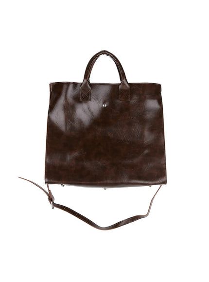 faux-leather-classic-tote-io506 / Brown