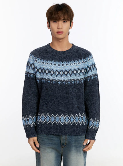 mens-nordic-knit-sweater-in528 / Dark blue