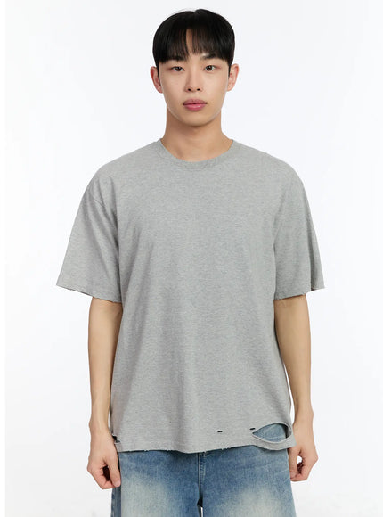 mens-distressed-short-sleeve-tee-ia507 / Gray