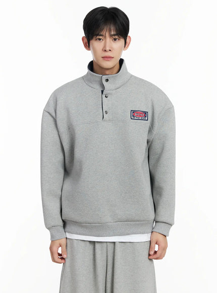mens-brother-on-the-road-patch-half-snap-sweatshirt-if517 / Gray
