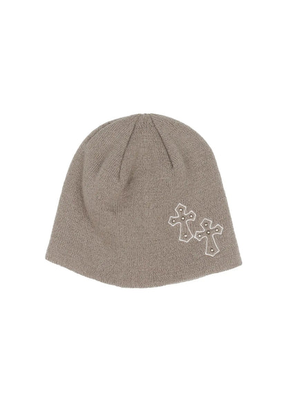 mens-cross-embroidered-beanie-is519 / Green