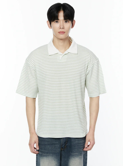 striped-waffle-knit-polo-shirt-ia530 / Green