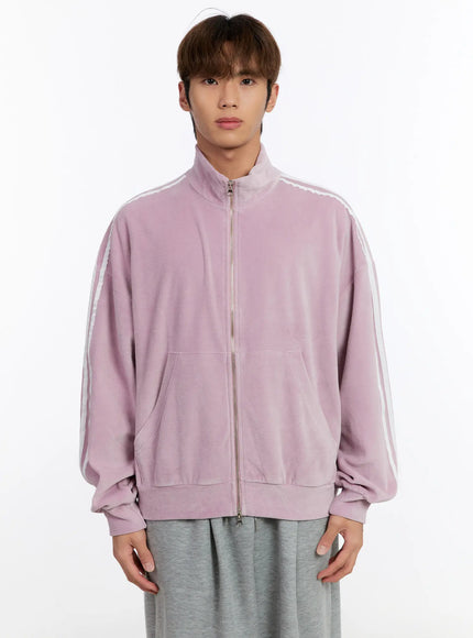 mens-striped-track-jacket-in528 / Light pink