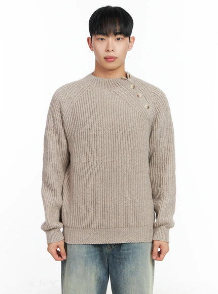 mens-mock-neck-raglan-knit-sweater-in518-1 / Beige