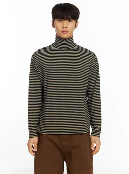 mens-striped-turtleneck-tee-if504 / Beige