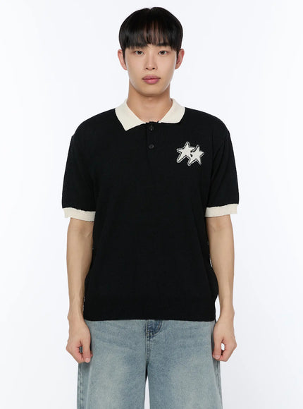 Men's Contrast Graphic Polo Shirt IA520