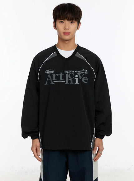 mens-athletic-v-neck-pullover-im530 / Black