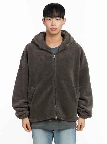 mens-two-way-fleece-hoodie-jacket-in518 / Dark gray