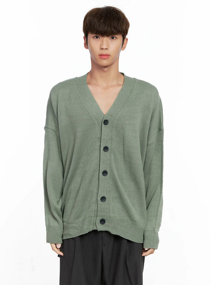 mens-oversized-v-neck-cardigan-io506 / Green