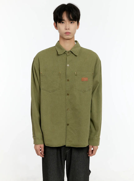 mens-patchwork-pocket-shirt-in503 / Green
