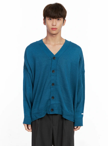 mens-oversized-v-neck-cardigan-io506 / Blue