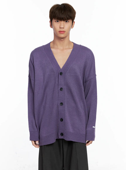 mens-oversized-v-neck-cardigan-io506 / Purple