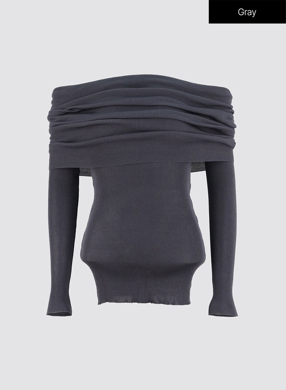 off-shoulder-ribbed-top-io319 / Gray