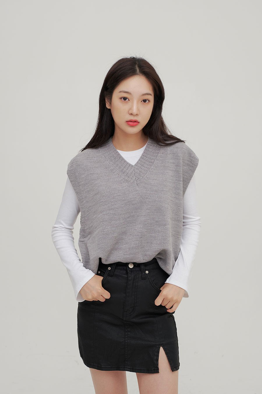 V Neck Knit Vest Ff13