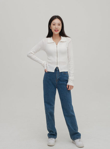 Zip Up Top with Collar F14