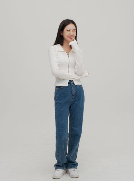 Zip Up Top with Collar F14