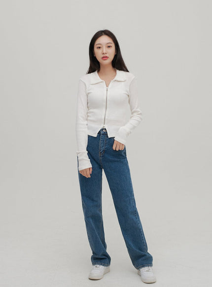Zip Up Top with Collar F14