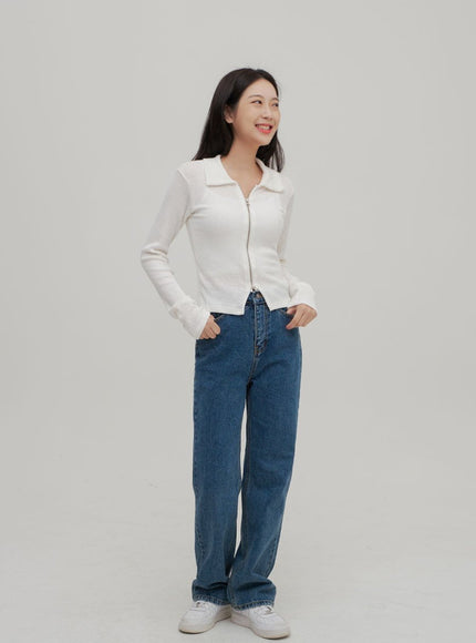 Zip Up Top with Collar F14