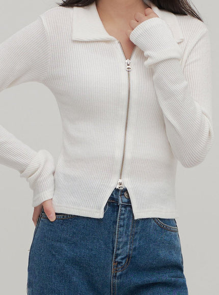 Zip Up Top with Collar F14