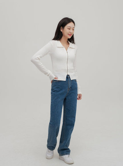 Zip Up Top with Collar F14