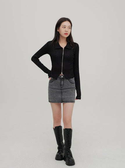 Zip Up Top with Collar F14