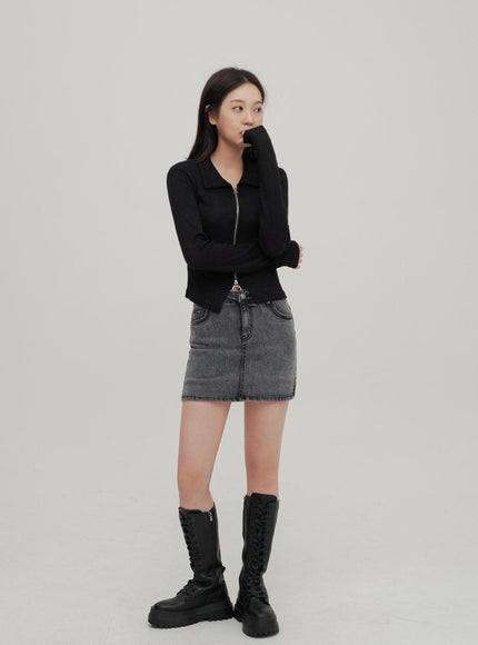 Zip Up Top with Collar F14
